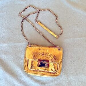 NWOT Michael Kors Gold Snake-print Crossbody Bag with Chain Strap